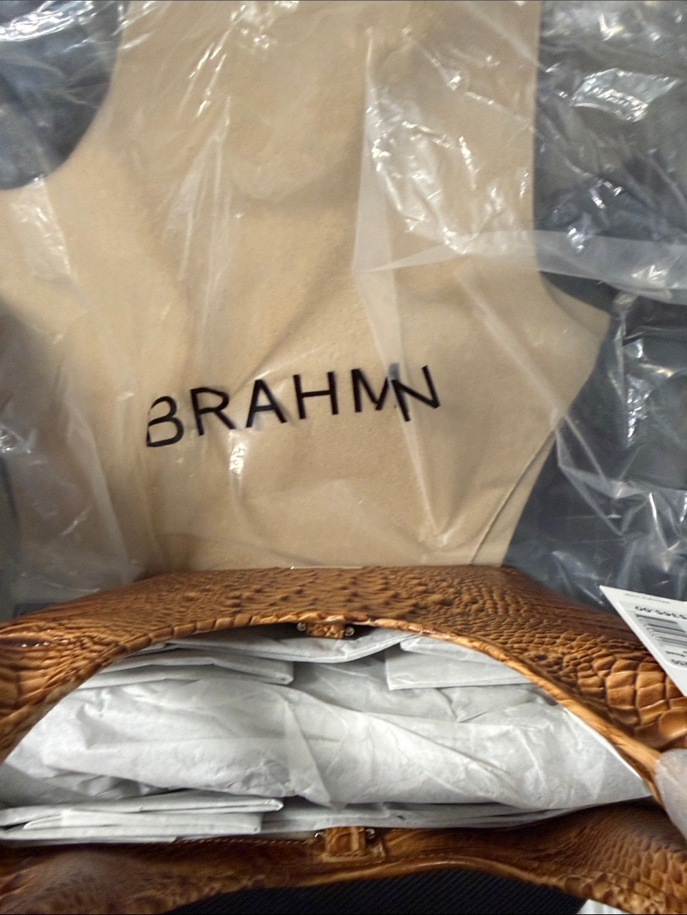 Cinnamon Brahmin Croc-Embossed Tote Bag - Stylish Everyday Carry - Picture 7 of 7